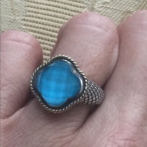 Andrea Candela 18k & SS Blue  Clover Ring